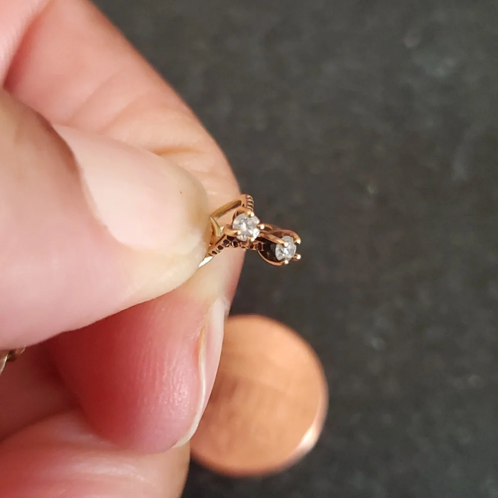 Real Gold Dual Diamond Ring Pendants - Picture 3 of 3